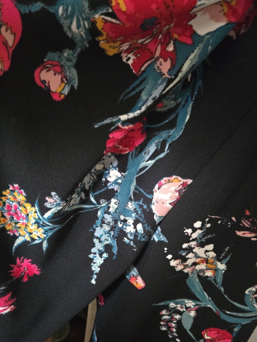 Xhilaration Black Floral Jumpsuit with Pink and Teal Accents - Picture 5 of 5